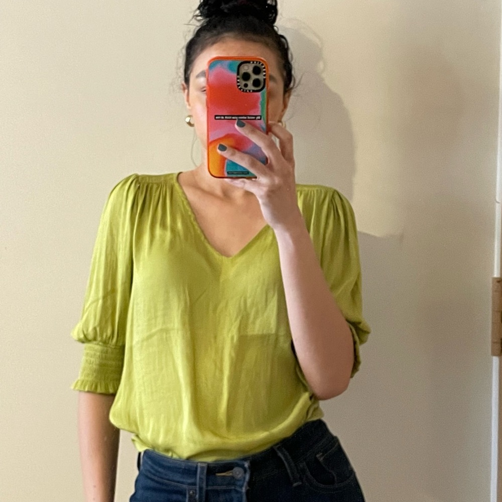 Rachel Zoe green v neck blouse